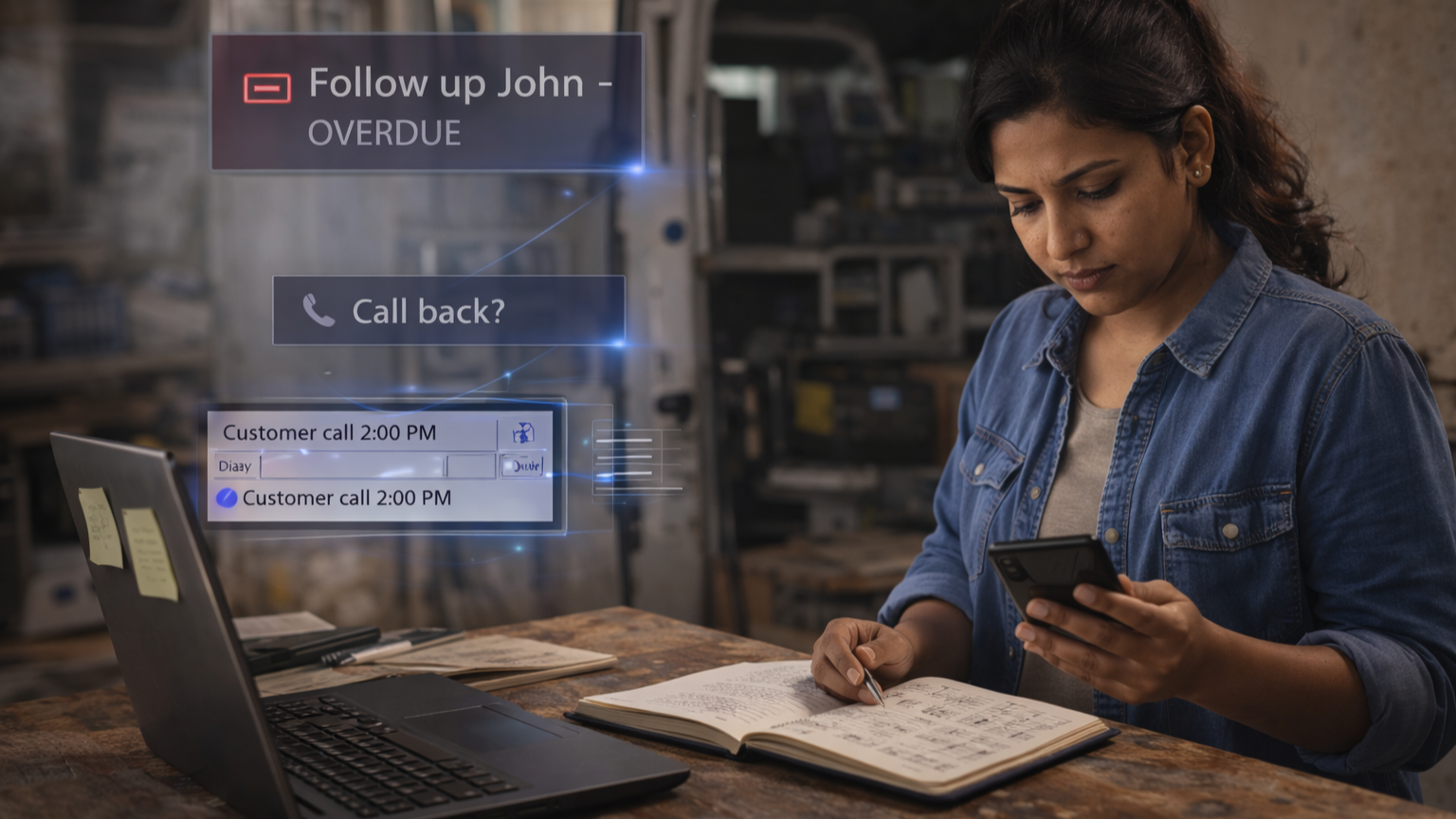 Customer records, tasks and follow-up information spread across disconnected screens